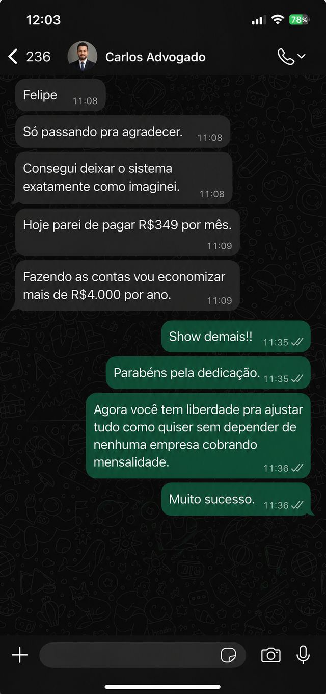 Print de depoimento de aluno do Método EDF