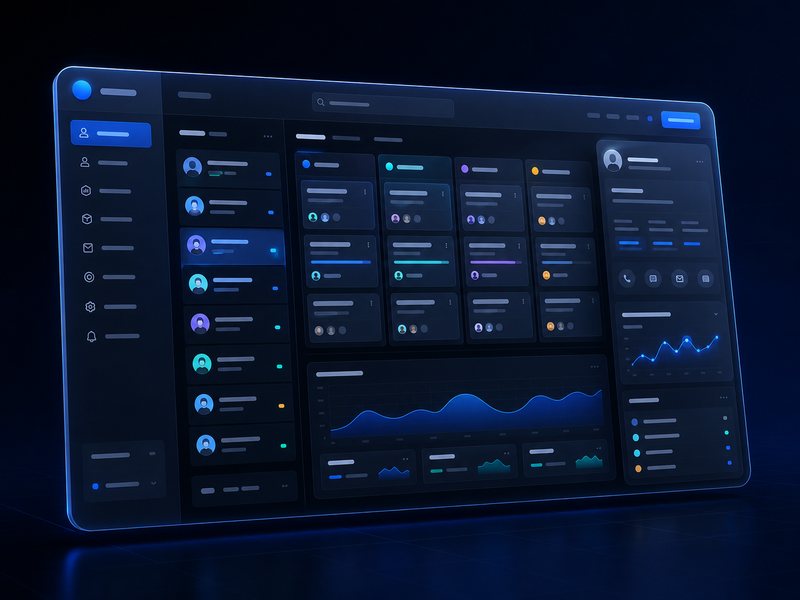 Mockup de um sistema de CRM